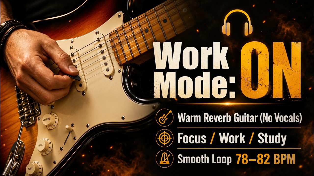 Work Mode: ON 🎧 Warm Reverb Guitar (No Vocals) | Focus / Work / Study | Smooth Loop 78–82 BPM