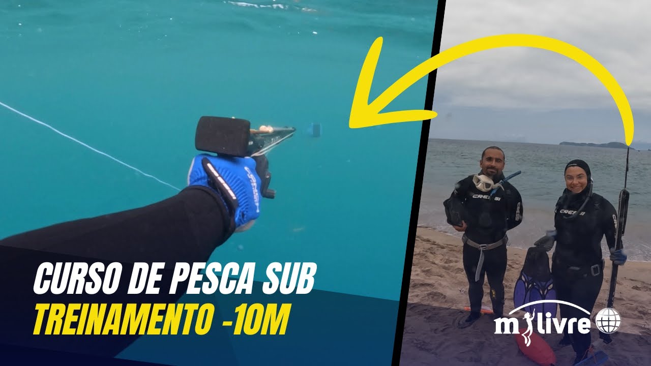 CURSO DE PESCA SUB - TREINAMENTO PESCA SUB  - 10 METROS (APNEIA DINÂMICA E ESTÁTICA)