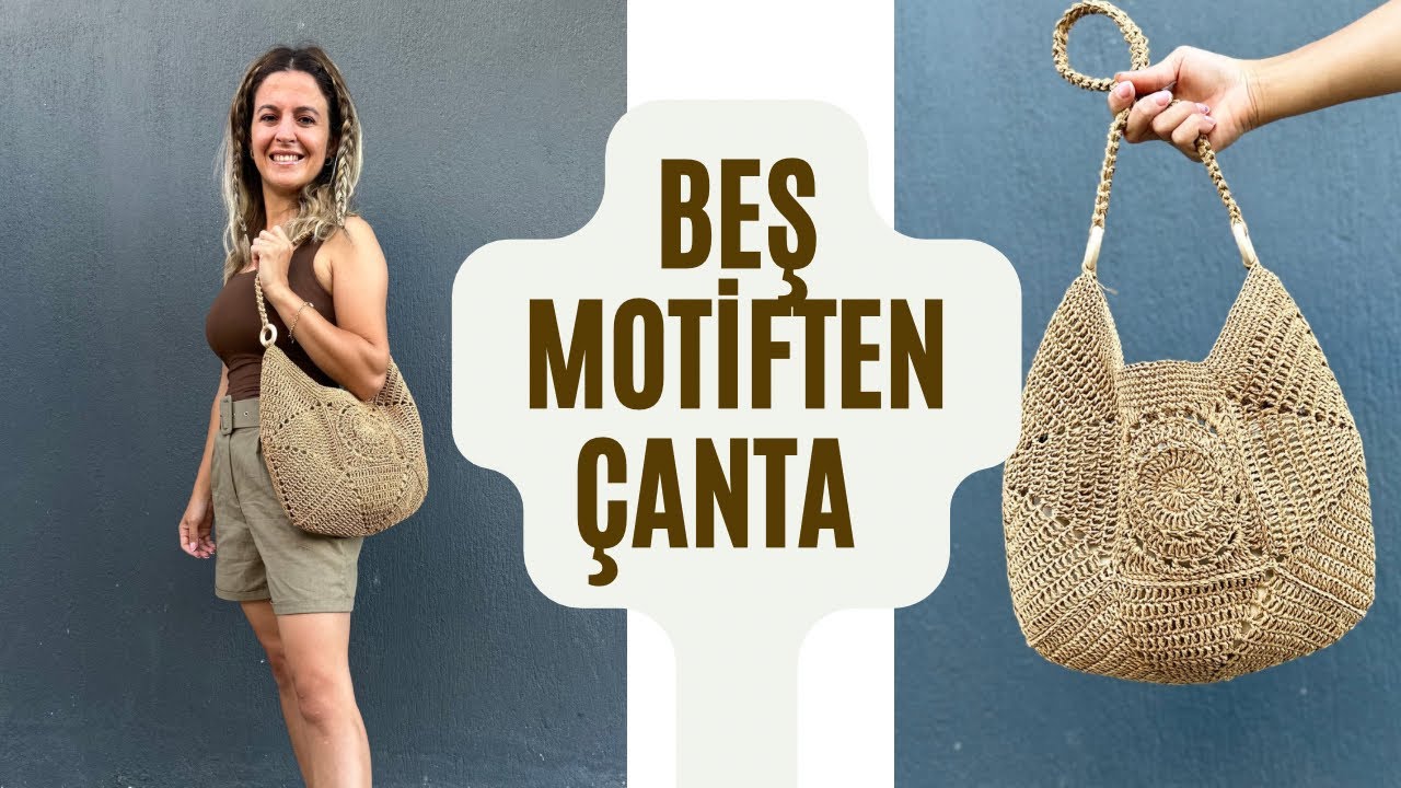BU ÇANTA OLAY !! 5 MOTİFTEN ŞIK KOLAY PRATİK ÇANTA 🧶 #crochetbag