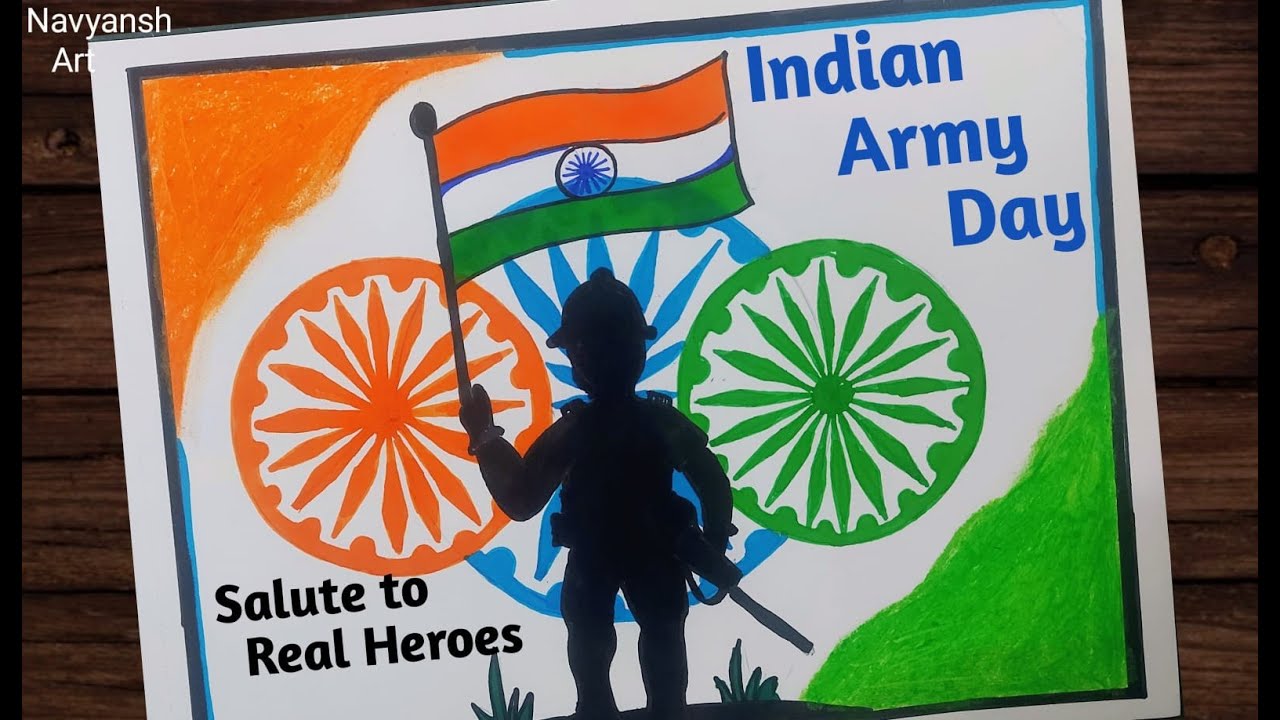 Indian Army Day poster drawing / Army Day drawing easy / Salute to Indian Heroes poster making