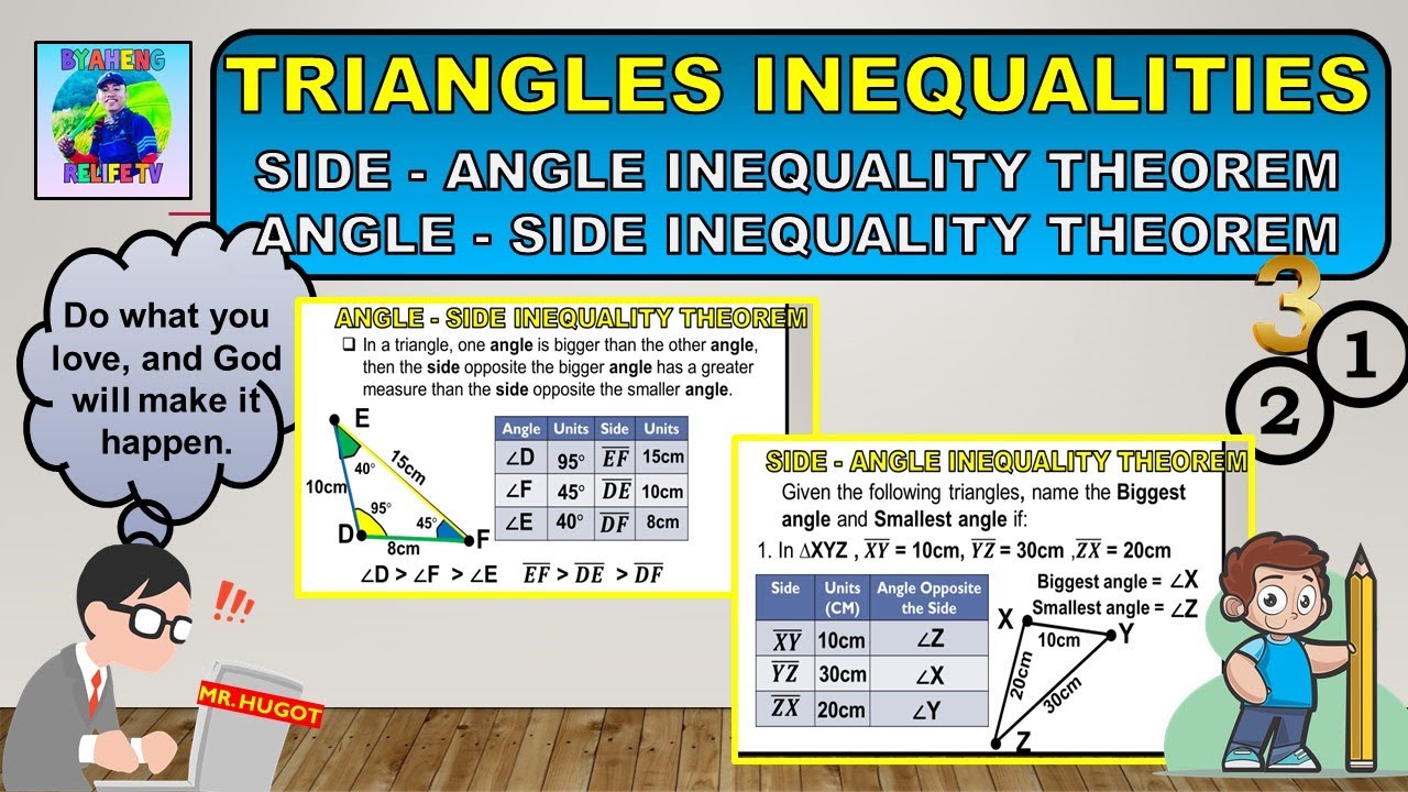Triangle Inequalities Theorems : Angle - Side and  Side - Angle Inequality Theorem (Tagalog)