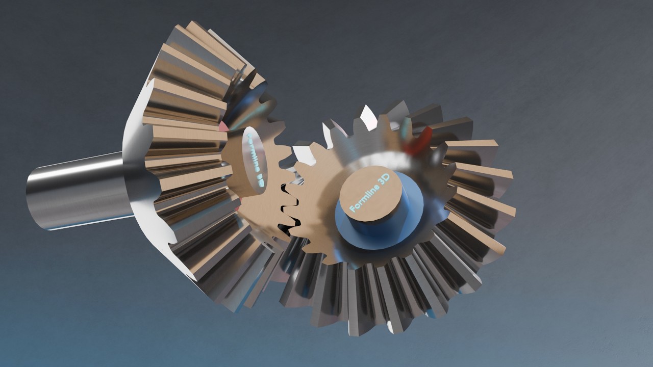 #043 Oblique Shaft Bevel Gear – 507 Mechanical Movements 3D Animation