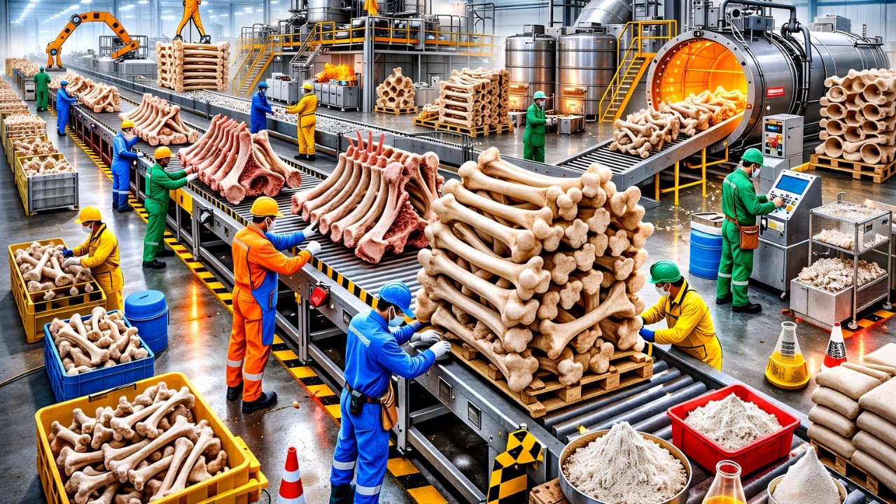 How Animal Bones Are Processed in Modern Factories 🏭 | From Raw Bones to Industrial Products