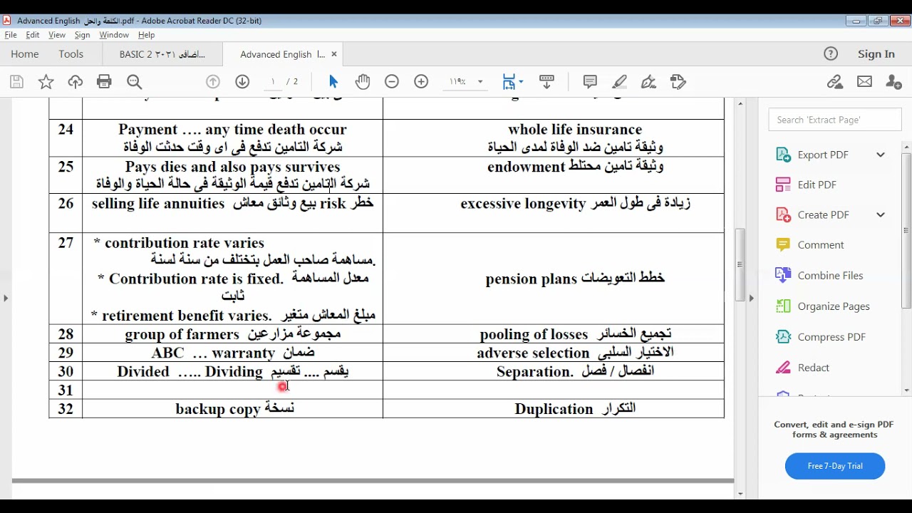 تجارة القاهرة - انتظام وانتساب - المواد الاضافية - Advanced English الجزء الثانى