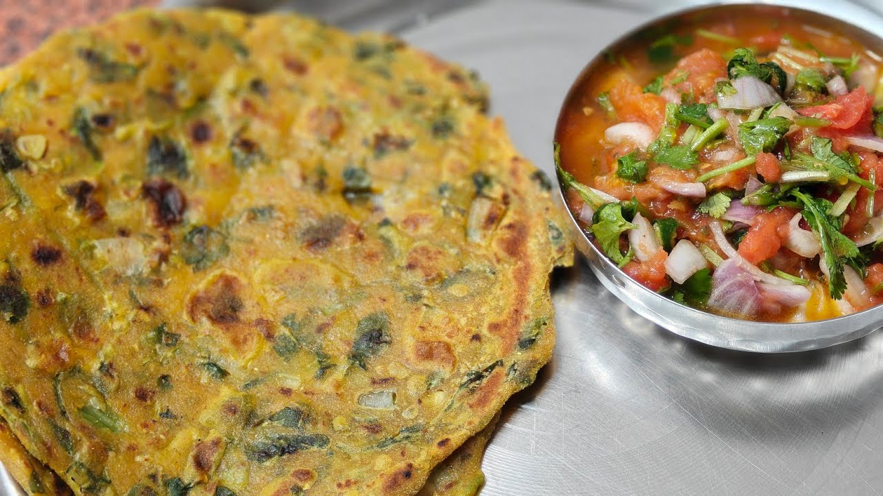 Healthy methi  paratha with tomato chutney