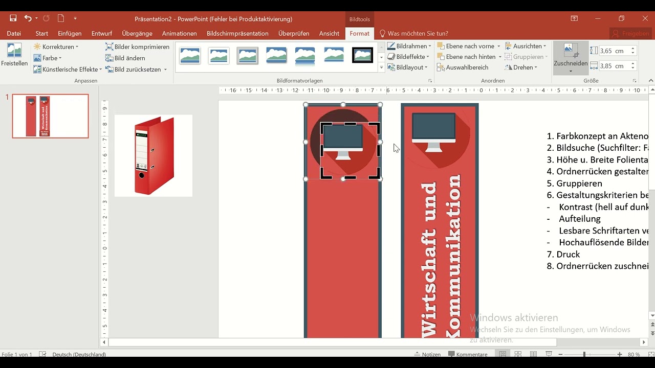 PowerPoint - Erstellung eines Ordnerrückens