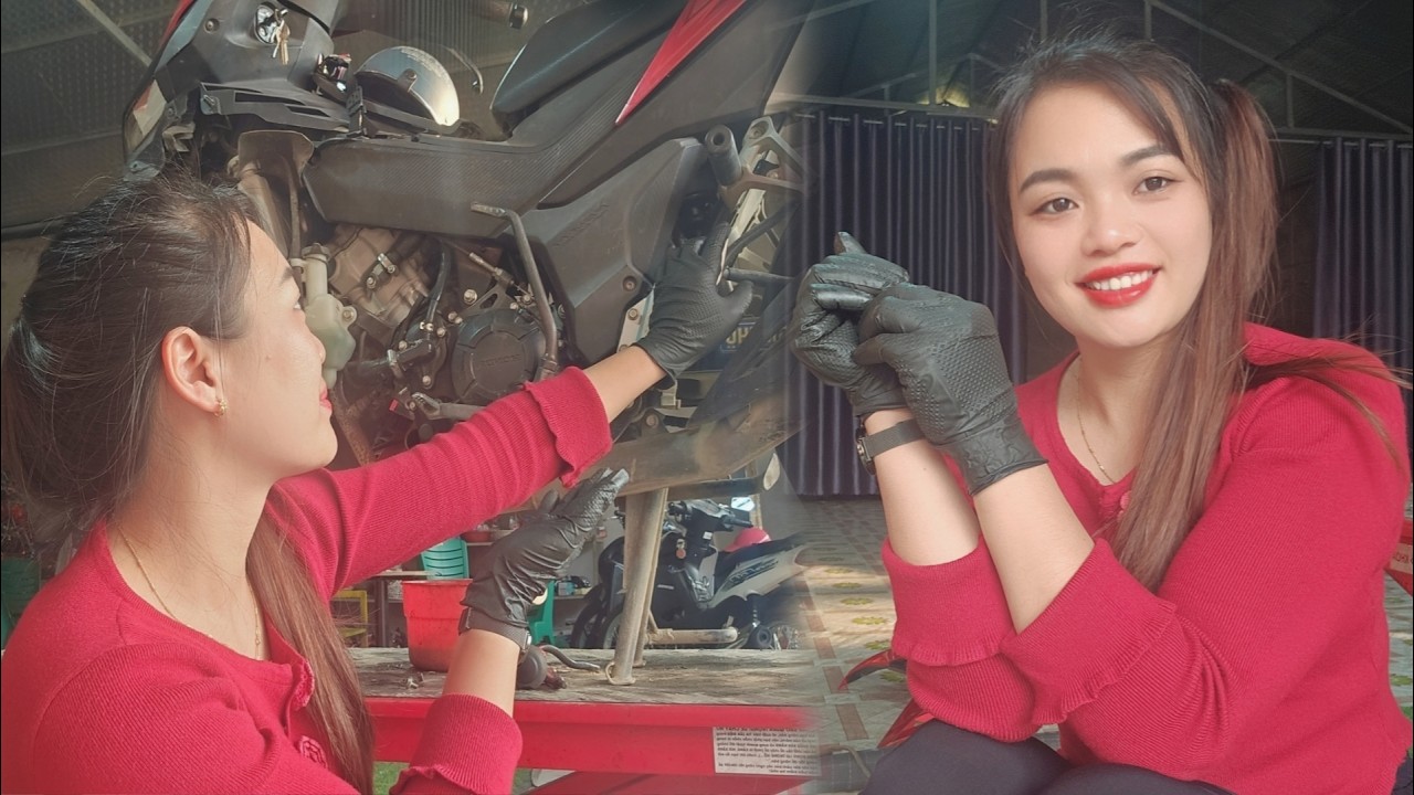 A hurried day ahead of Tet for customers and the motorcycles that need to be repaired by girl N