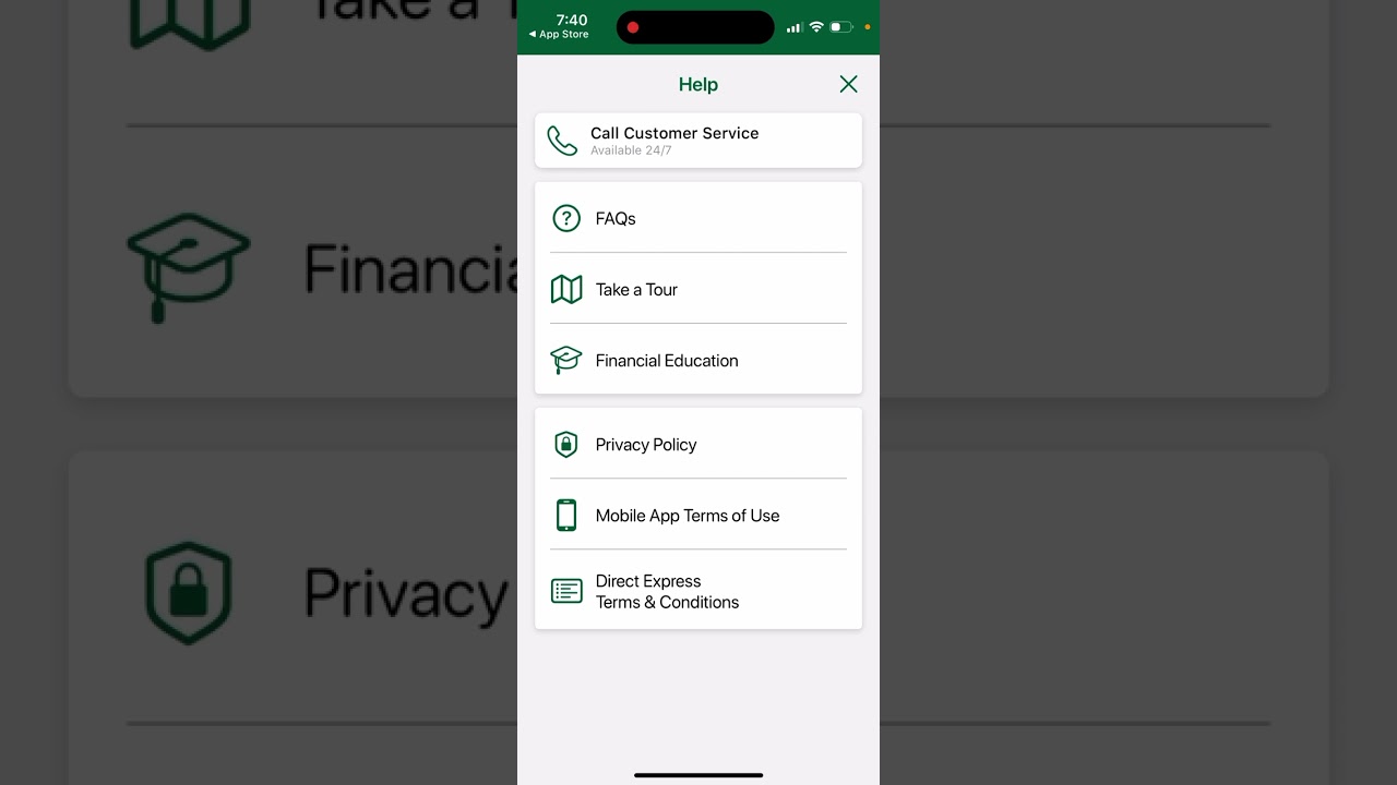 How to create an account in Direct Express Mobile app?