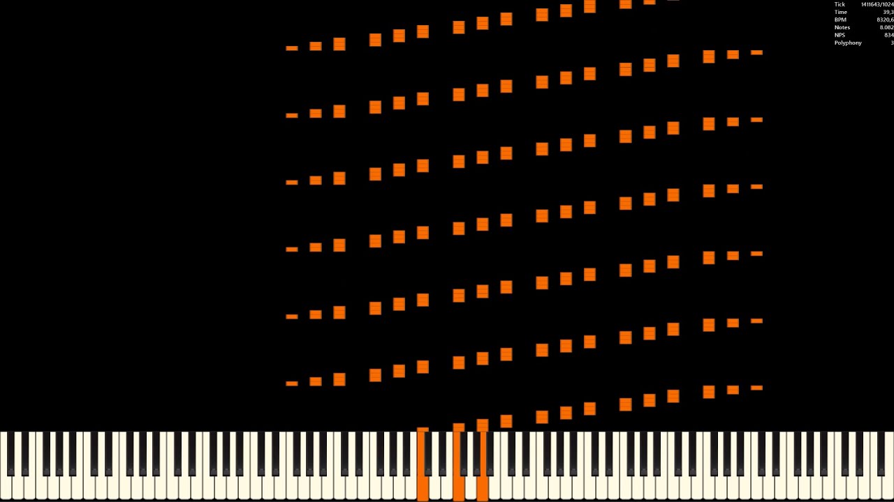 Ultralight MIDI Player. Black MIDI: SOJRTSS but it's Arpeggios Final Extended (12,582,720 notes)