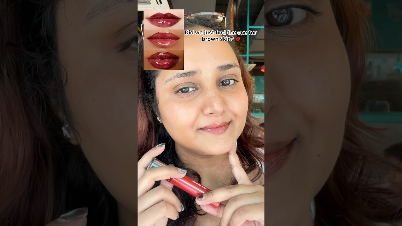 Manifested the perfect cherry gloss&hellip; and she showed up 🍒💄Tinted Lip Gloss For Dusky Skin #romand