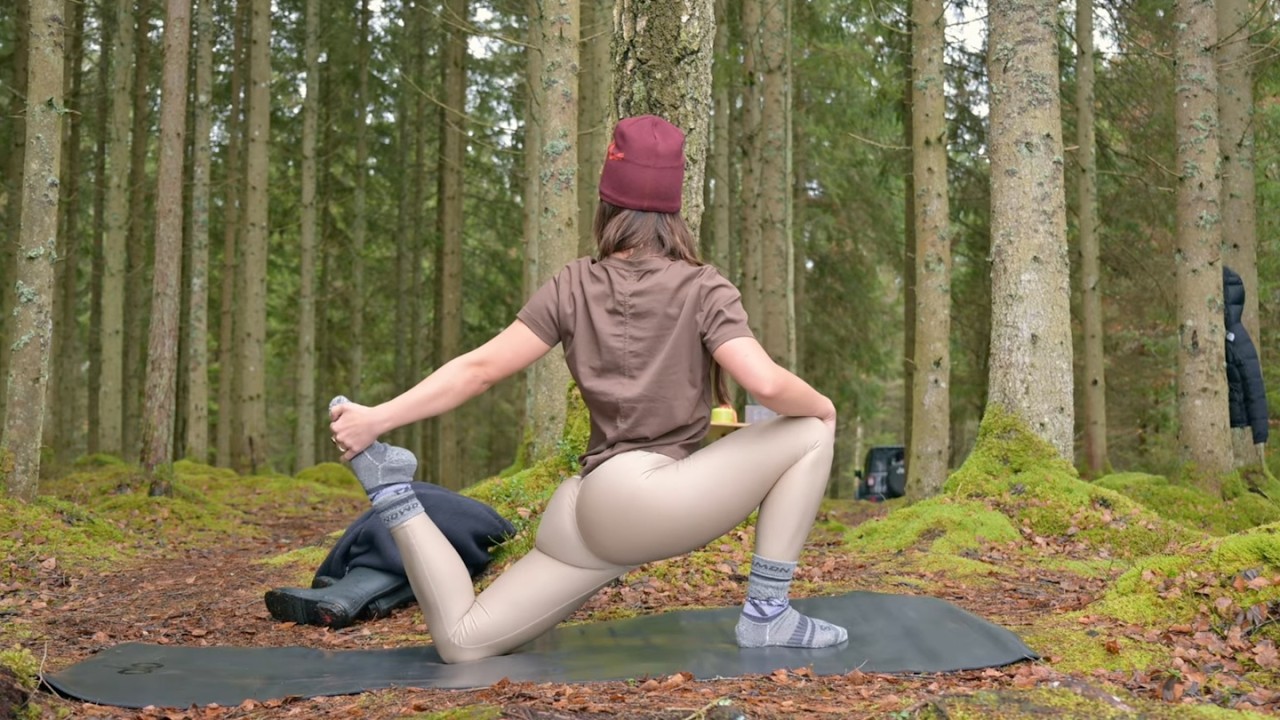 Peaceful Rainy Morning by the Lake, Outdoor Yoga Moment