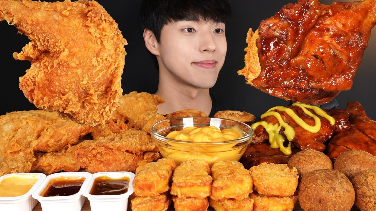ASMR MUKBANG BEST FRIED CHICKEN & BBQ CHICKEN & CHICKEN NUGGETS & ONION RINGS EATING SOUNDS