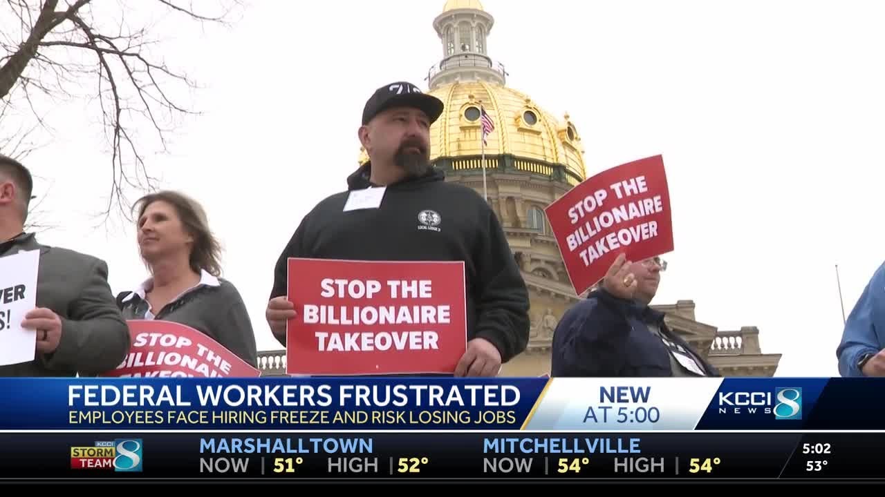 Federal employees protest at Iowa Statehouse over DOGE scrutiny