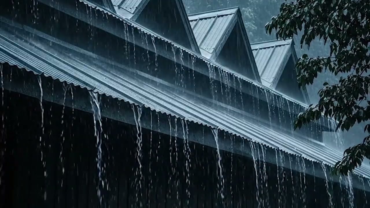 Fall Asleep in Minutes with Heavy Rain & Powerful Thunder on Rusty Metal Roof
