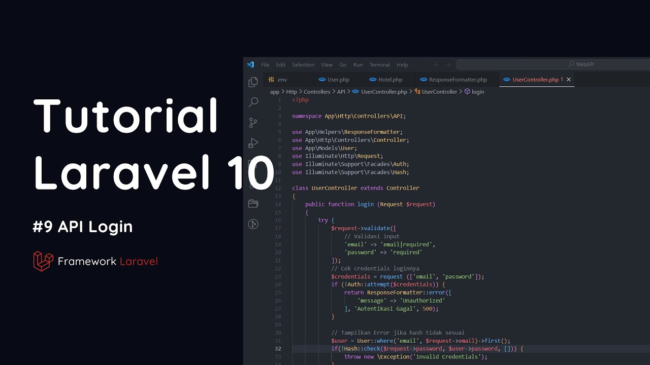 Tutorial Dasar Membuat Website API Login Menggunakan Laravel 10 | Part 9