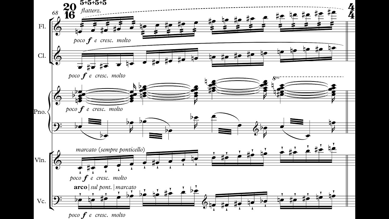 Luís Carvalho - NÍL for Flute, Clarinet, Violin, 'Cello and Piano (2019) [Score-Video]
