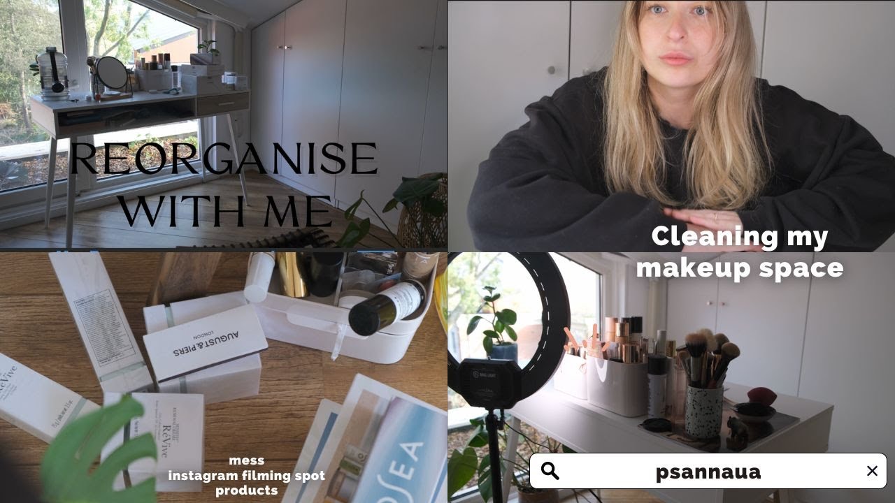 ORGANIZE & CLEAN MY MAKEUP DESK WITH ME | moving things around | instagram content creator space
