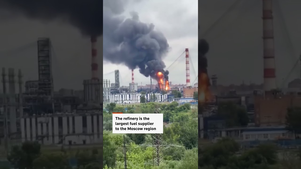 Ukrainian drone strike starts fire at Moscow region's largest refinery