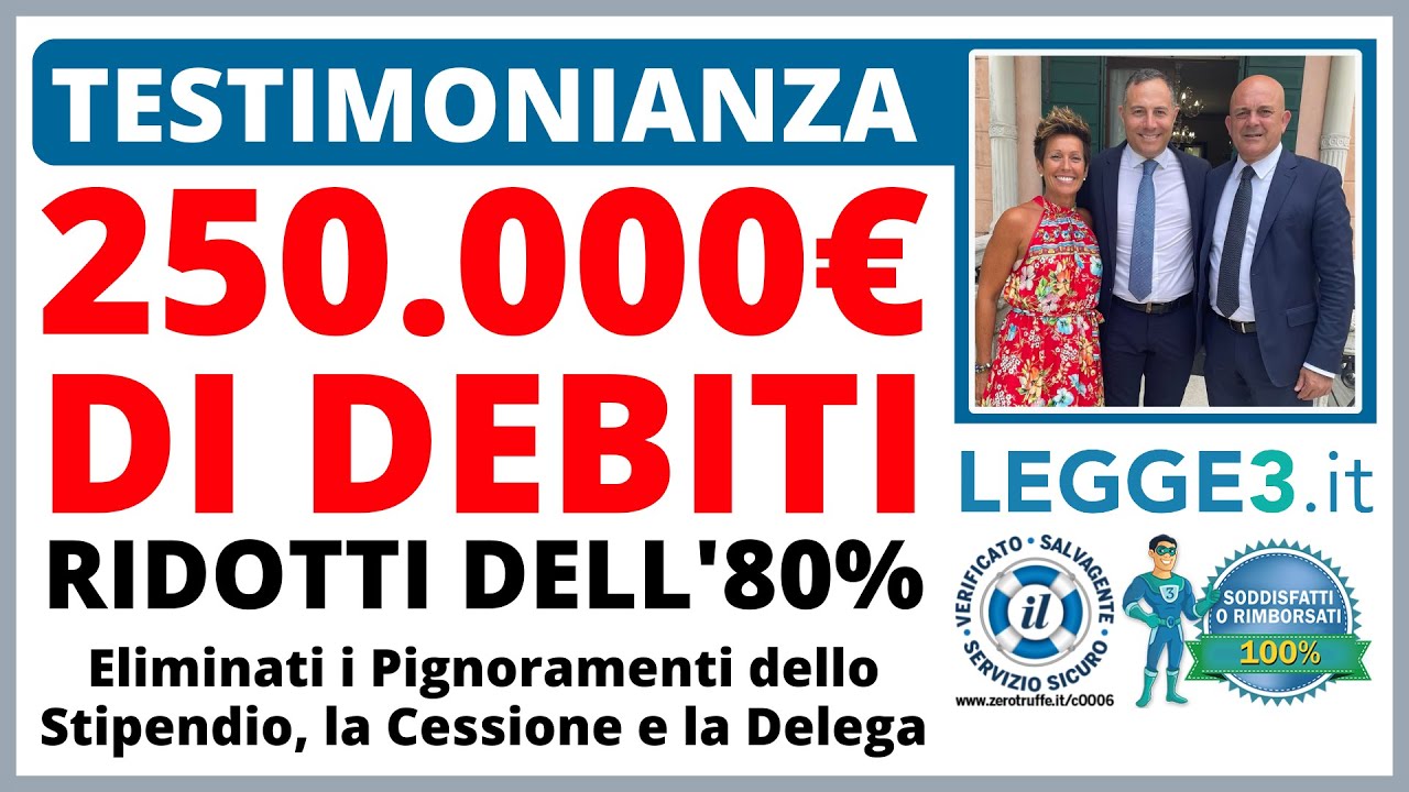 PIGNORAMENTO STIPENDIO | Debito di 250.000€ ridotto dell'80% grazie a Legge3.it