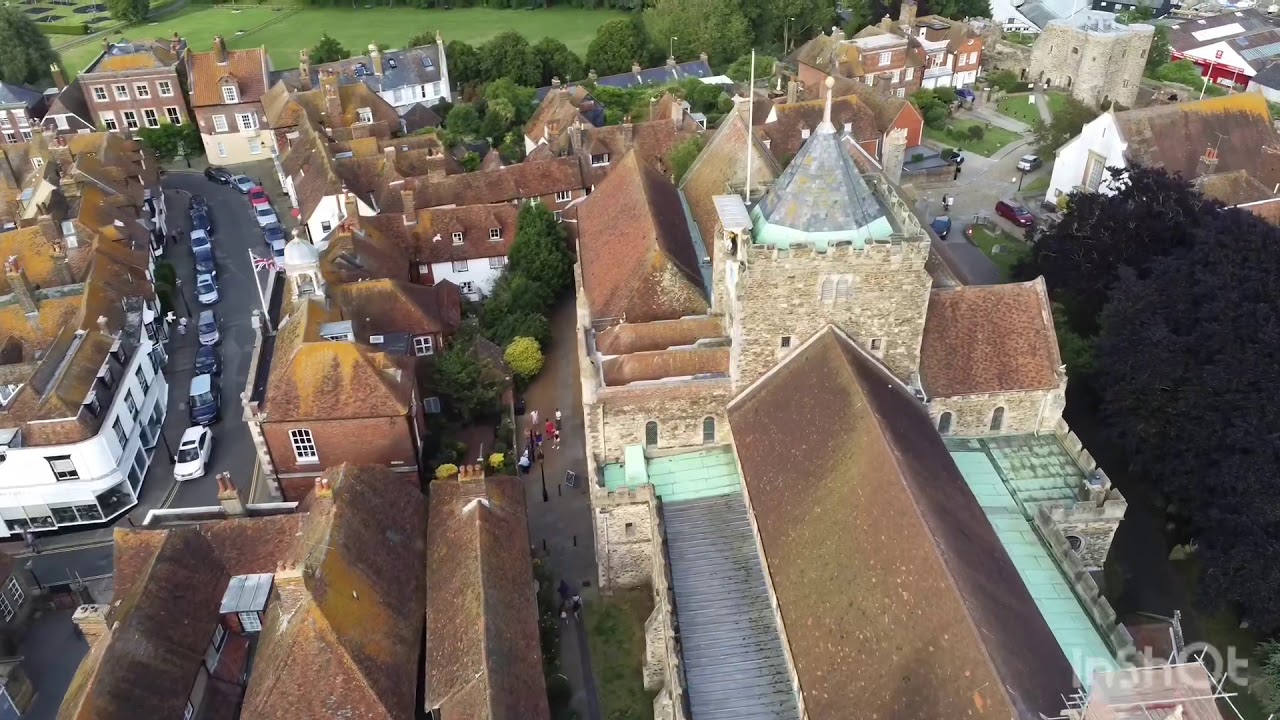 Drone flight over Rye, East Sussex.