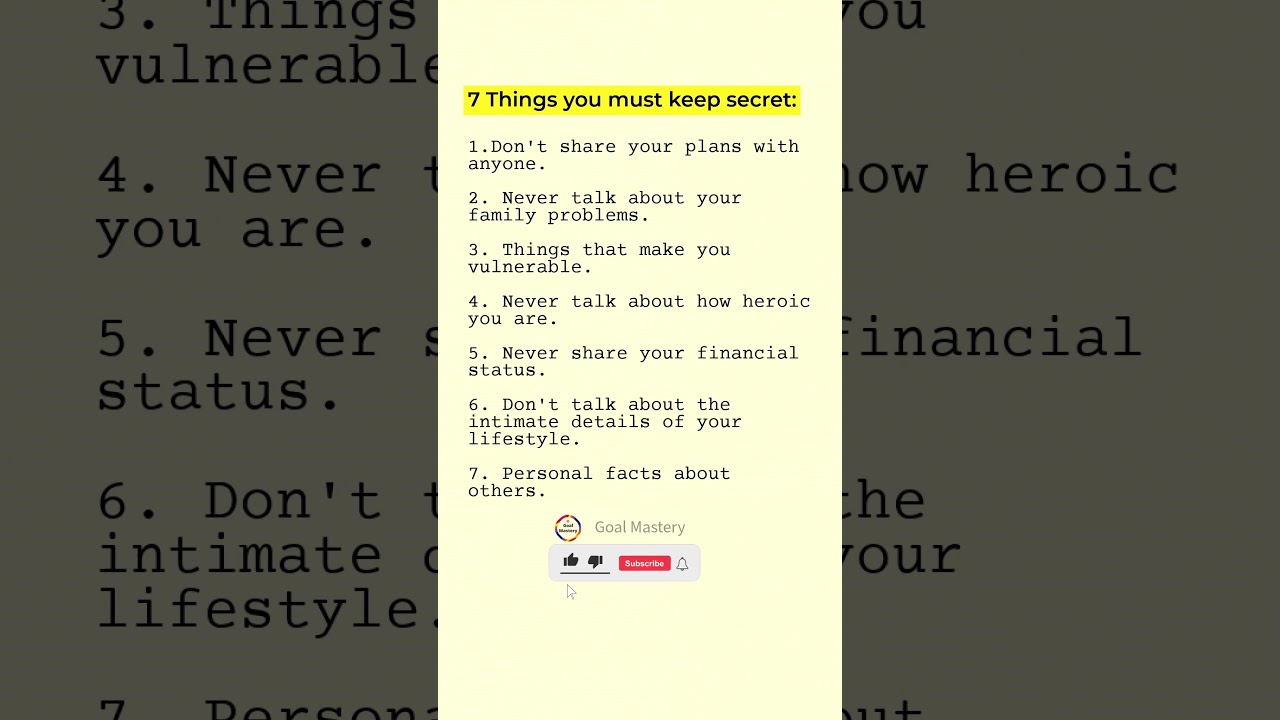 7 Things you should keep secret #dailyquotes #goalmastery #secret