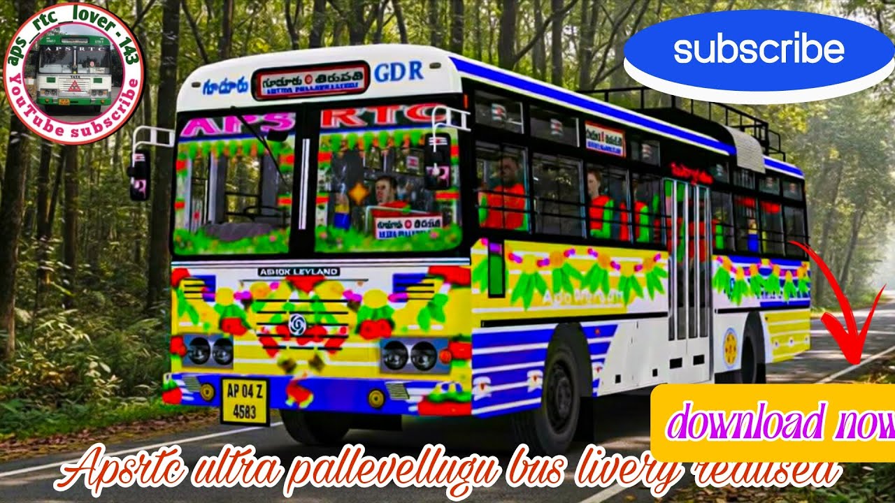 Apsrtc ultra pallevellugu bus livery realised this link in description | bus simulator Indonesia | 
