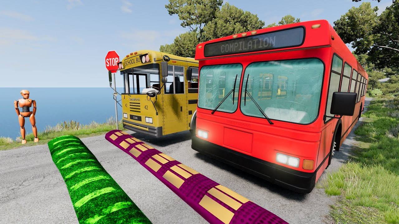 Buses vs Massive ⚠️ Speed Bumps⚠️ #13 – BeamNG.Drive
