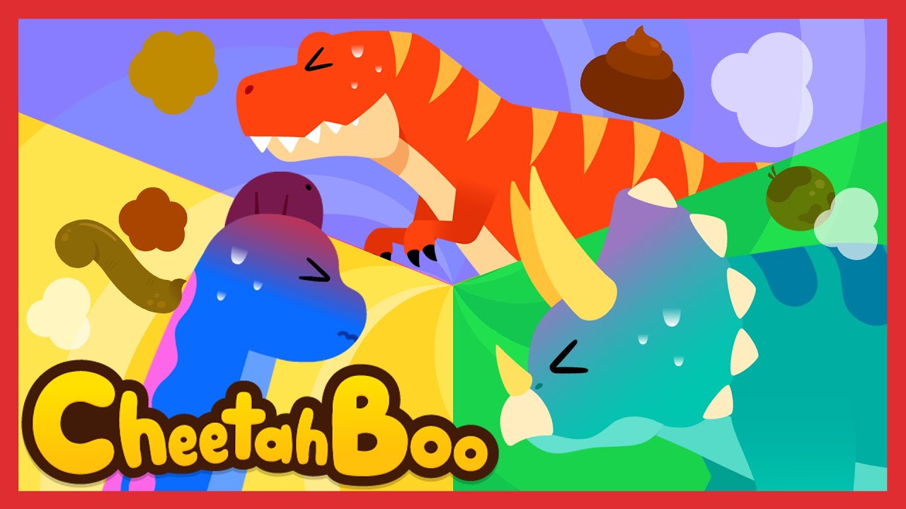 Dinosaur Poo Song | T-Rex | Brachiosaurus | Triceratops | Nursery rhymes | Kids song | #Cheetahboo