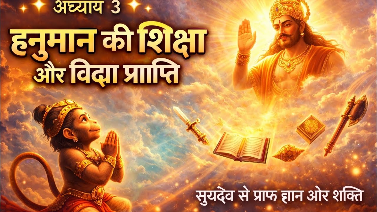 🔮“अध्याय 3 : हनुमान की शिक्षा और विद्या प्राप्ति | सूर्यदेव से प्राप्त दिव्य ज्ञान 🕉️ #3d 