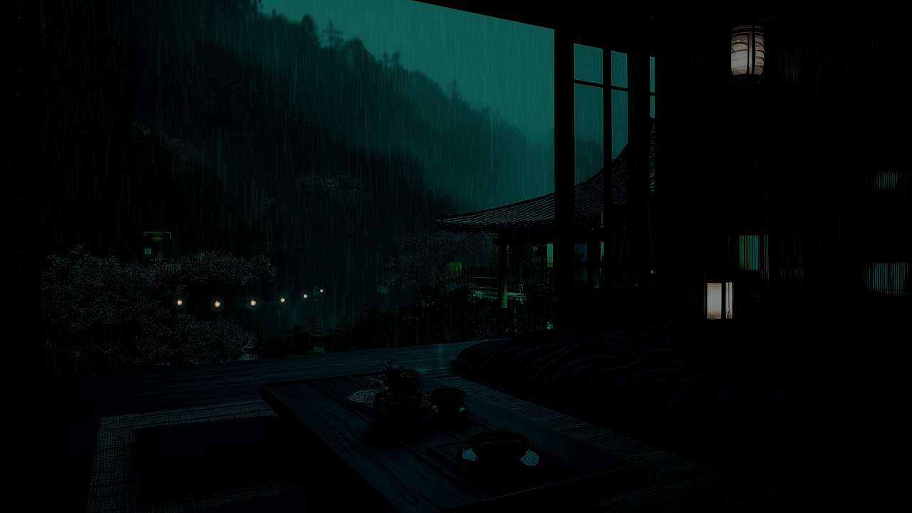 Midnight Gentle Rain Sounds in the Mountains 🌧 (No Ads) | Peaceful Cabin Atmosphere for Deep Sleep