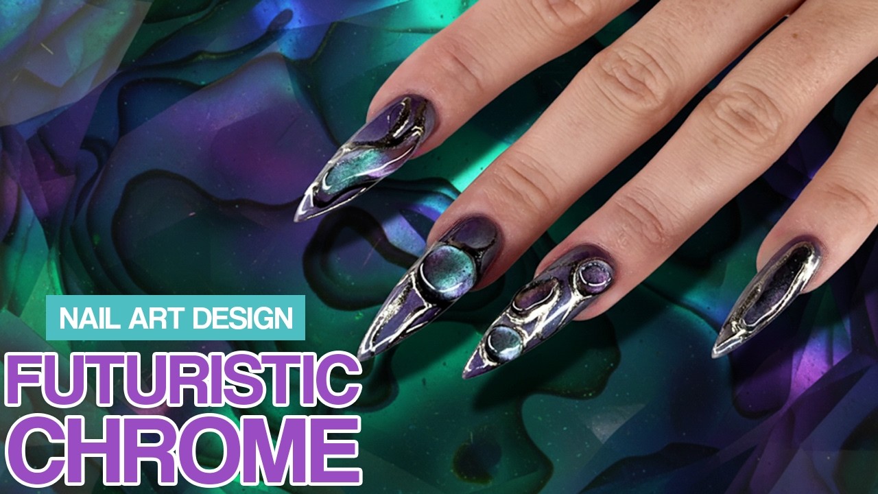 Футуристический хром | 💅🏼🌌Мег сама делает себе маникюр!