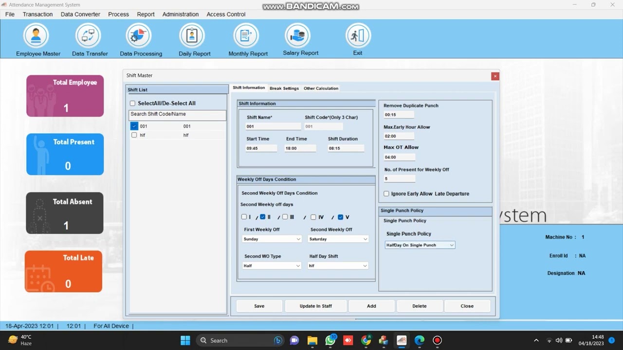 Realtime Biometrics Limited   How to Create Shift