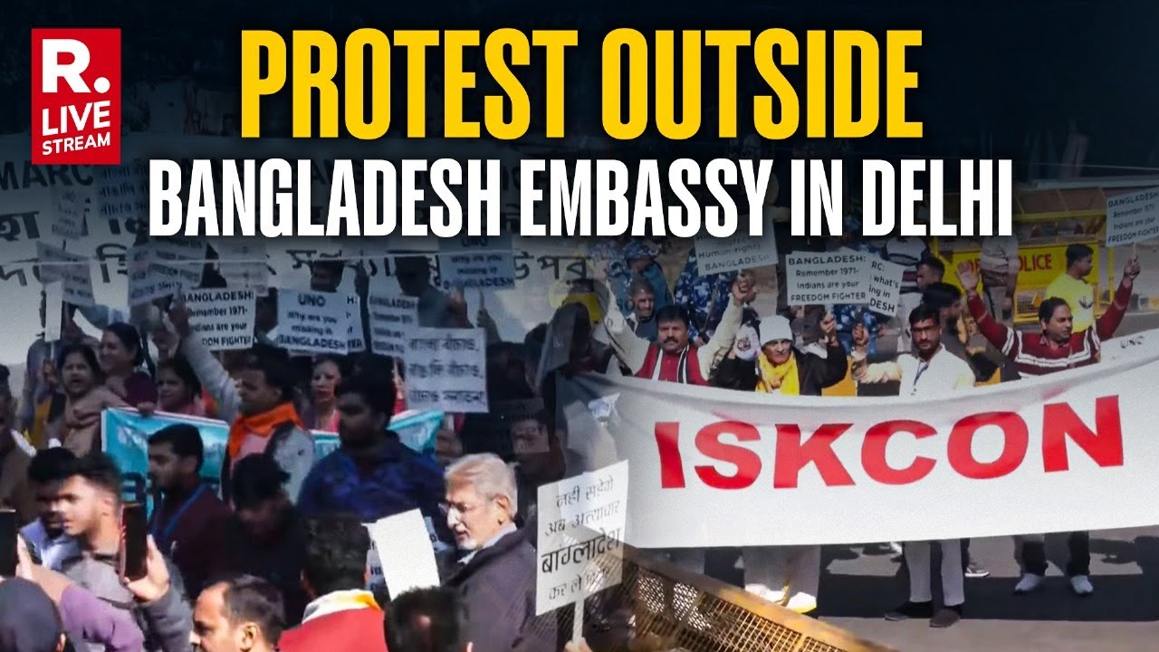 Protest Outside Bangladesh Embassy in Delhi Over Atrocities Against Hindus | Republic TV Live