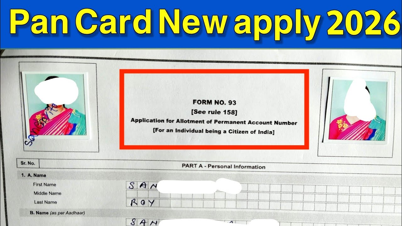 93 pan card form fill up|pan card new form form no 93 fill up|pan card new apply 2026|#pancard2026