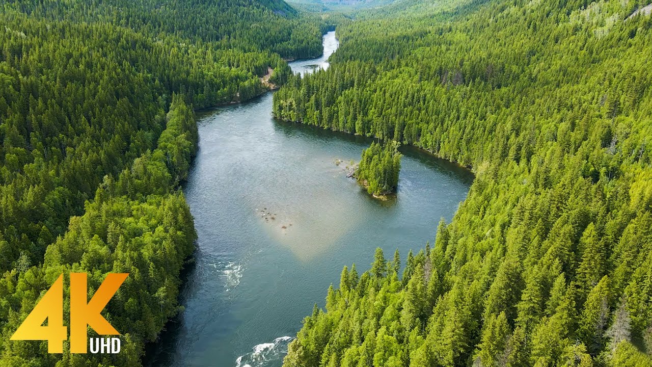 Канадские реки и водопады с высоты птичьего полета в 4К + успокаивающая музыка - Часть 10