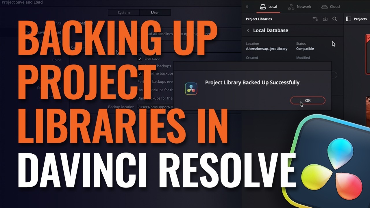 Резервное копирование проектных библиотек в DaVinci Resolve