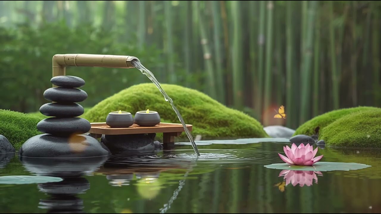 Beautiful Piano Music – Peaceful Relaxing Music with Bamboo Water Sounds for Healing and Mind Rest