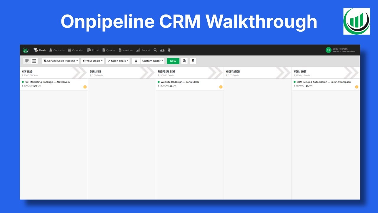 Onpipeline CRM Walkthrough: Sales Pipelines, Deal Tracking, Tasks, and CRM Features