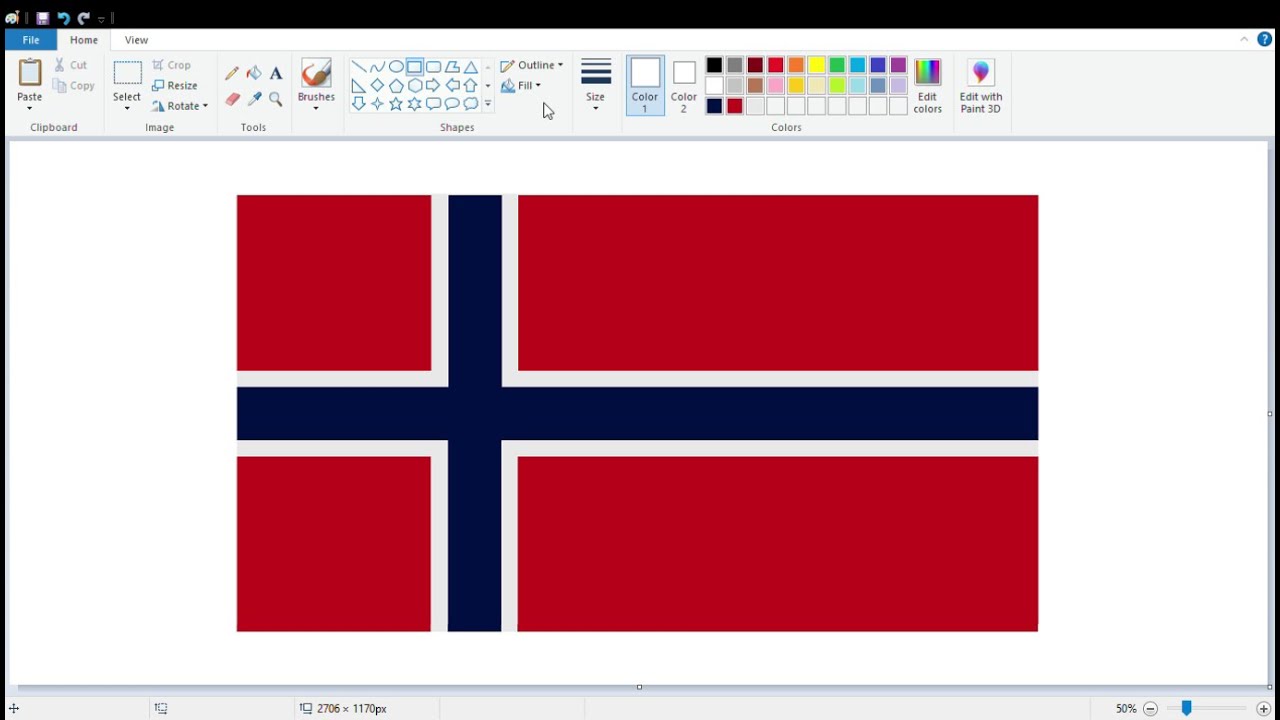 How to draw the National Flag of NORWAY using MS Paint | How to draw on your computer