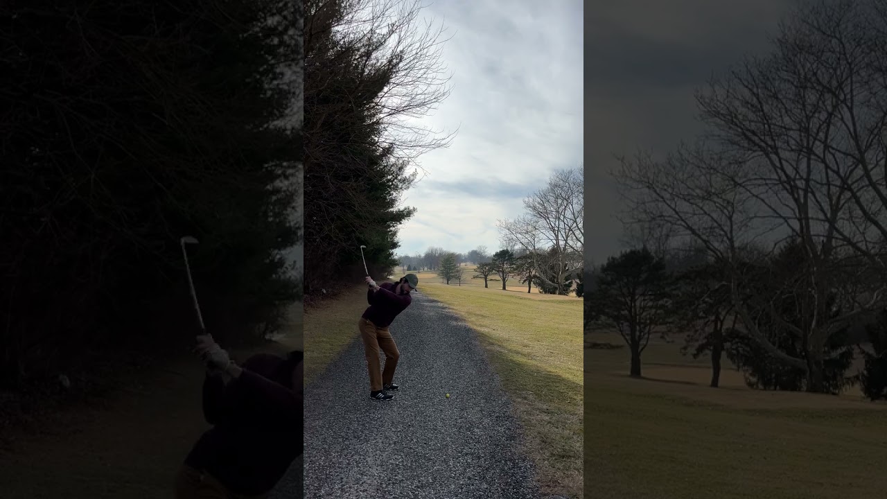 Hitting Golf Ball From Cart Path to Avoid Penalty! Should Have Taken a Drop!  
