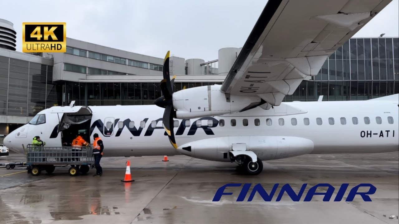 FINNAIR ATR 72-500 AY806 Economy - Stockholm to Helsinki, Arlanda Express, Snow Covered Airport (4K)