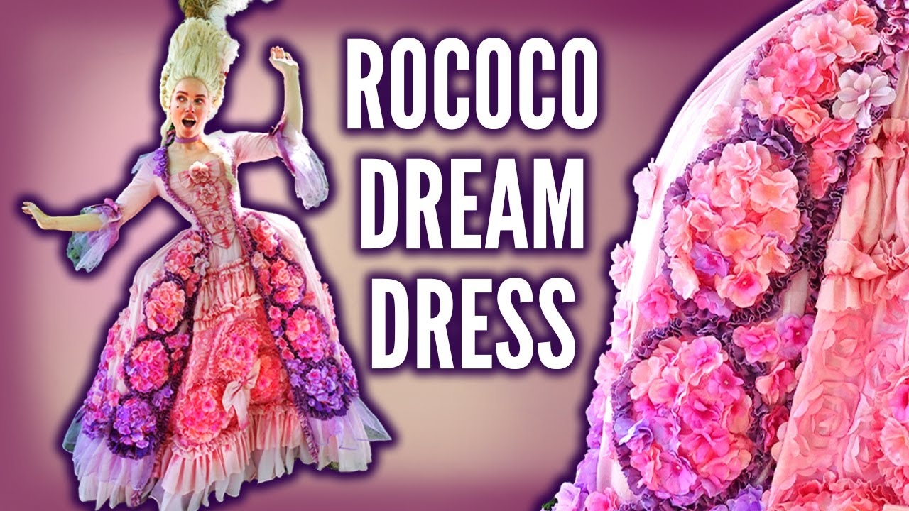 I made an 18th century fantasy dress using some cheap flowers