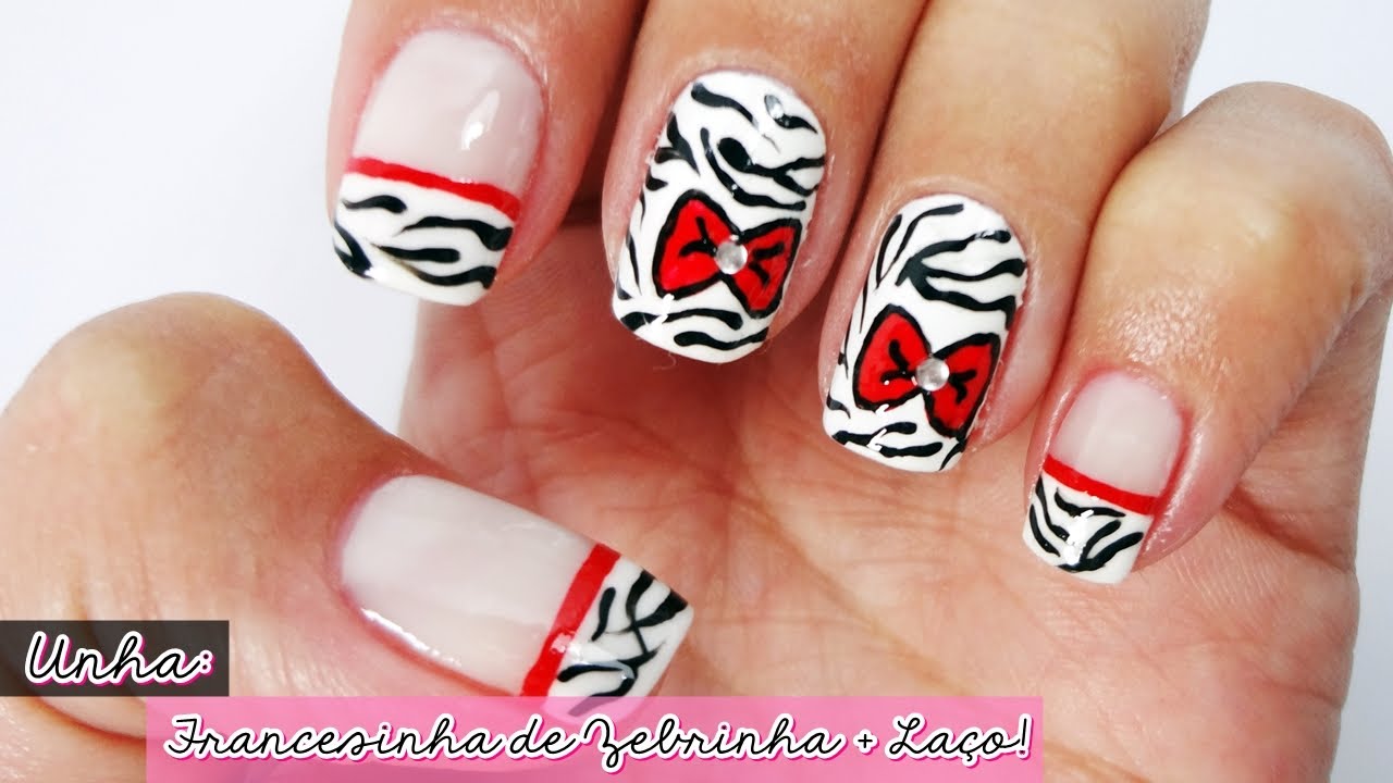 Unha: Francesinha de Zebrinha + Laço | Animal Print Nails