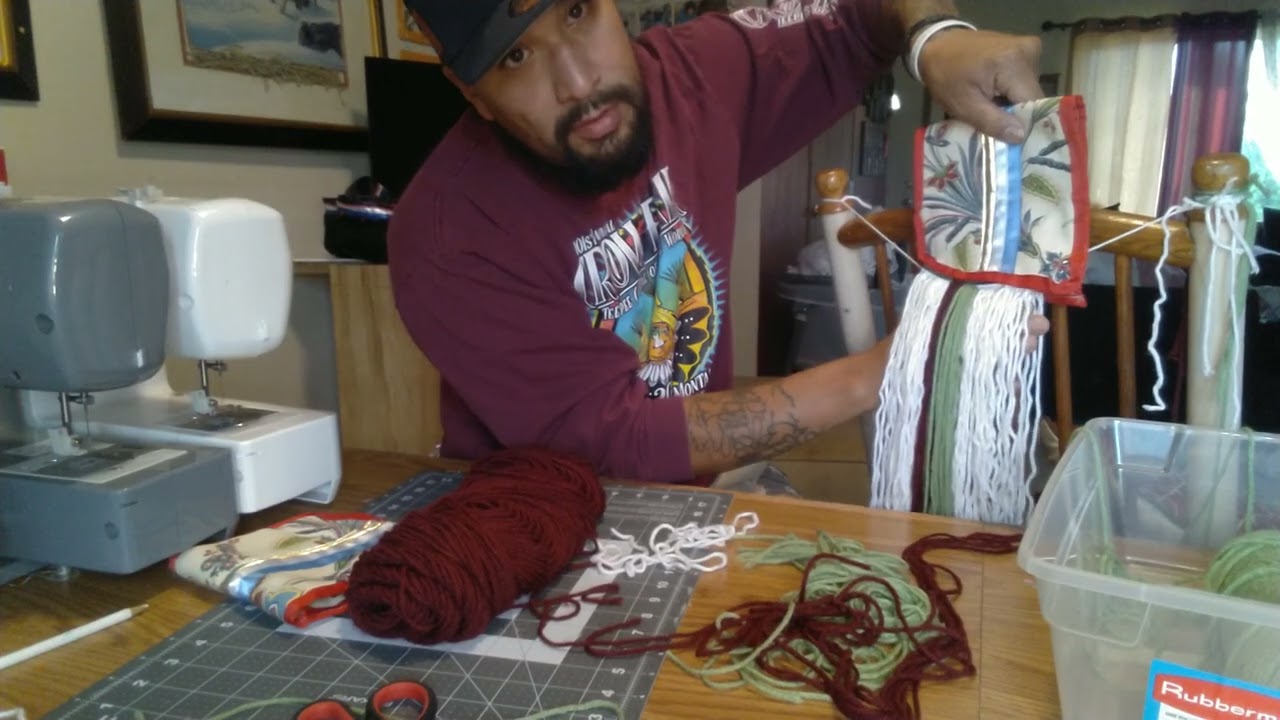 HOW TO STRING YARN ON GRASS DANCE REGALIA FOR POWWOW 