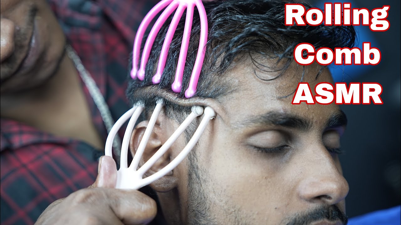 ASMR Rolling Comb Head Massage | Tapping And Scratching Head Massage With Neck Cracking