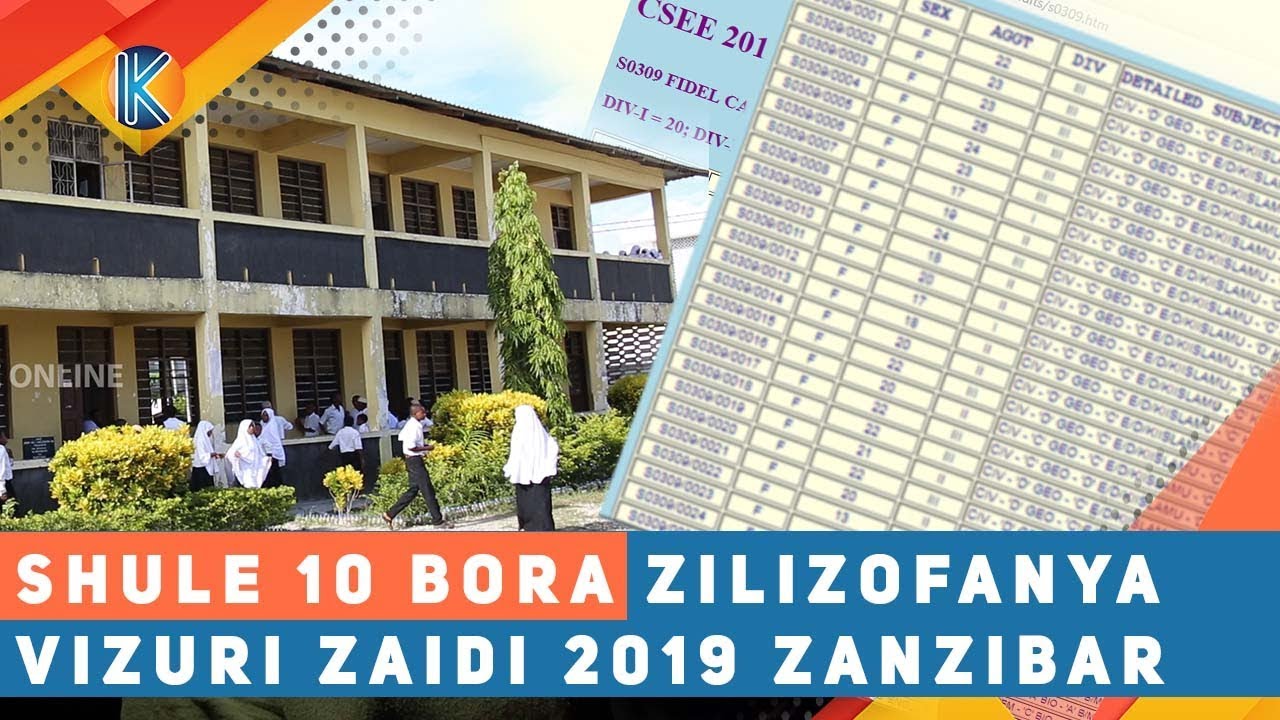 SHULE 10 BORA ZILIZOFANYA  VIZURI ZAIDI 2019 ZANZIBAR