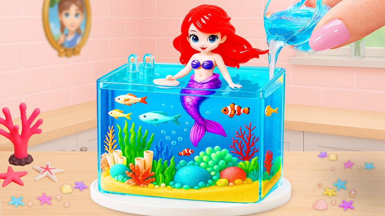 Watch Me Make a Fun Treat With Secret Mold! Miniature Ariel Mermaid Jelly Pool 🧜‍♀️ Tiny Joy Bakes