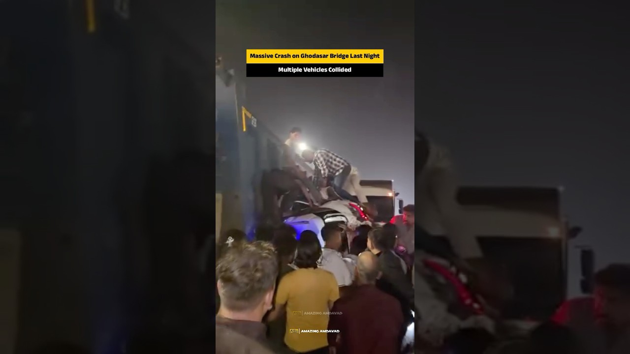 Multi-Vehicle Accident Reported on Ghodasar Bridge Late Last Night #Accident #ahmedabad