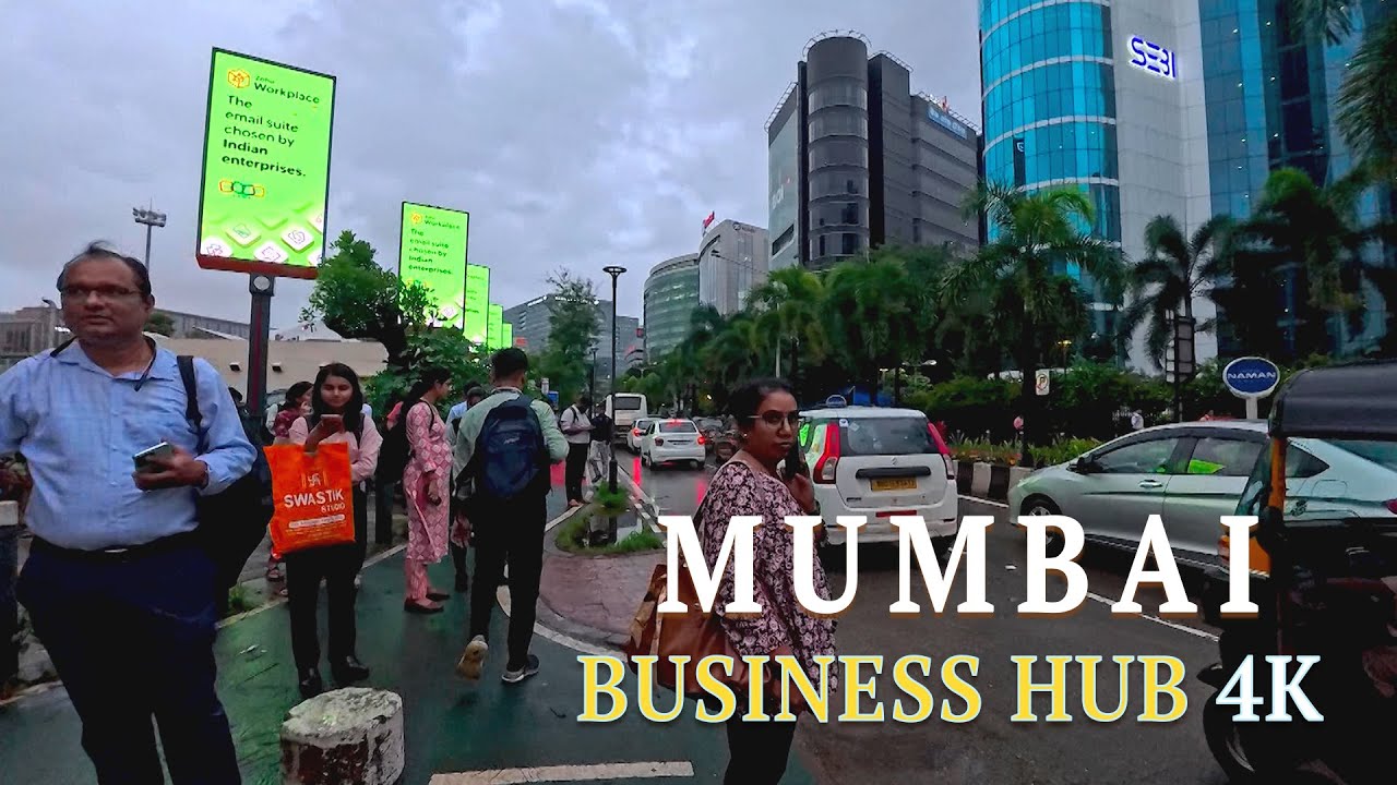 4K MUMBAI BUSINESS HUB Bandra Kurla Complex Street Walk | तेज बारिश में