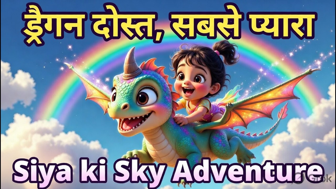ड्रैगन दोस्त सबसे प्यारा | Siya और Dragon की Sky Adventure | Kids Story in Hindi #kidssong #dragon